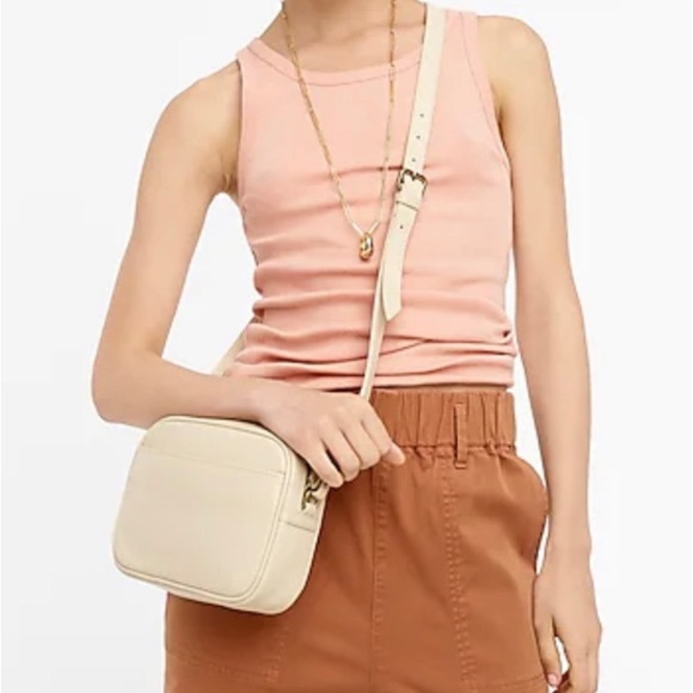 J. Crew pale sand leather camera bag